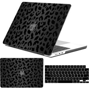 Compatible with MacBook Air 13.6 inch Case 2022-2025 Release M4 A3240 M3 A3113 M2 A2681,Sturdy Protective Laptop Hard Shell &Keyboard Cover for MacBook Air 13 inch CaseBlack Leopard Cheetah
