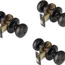 3 Pack Matte Black Door Knobs,Interior Door Knob with Lock,Coastal Style Door knob for Privacy and Bedroom (Bath or Privacy)