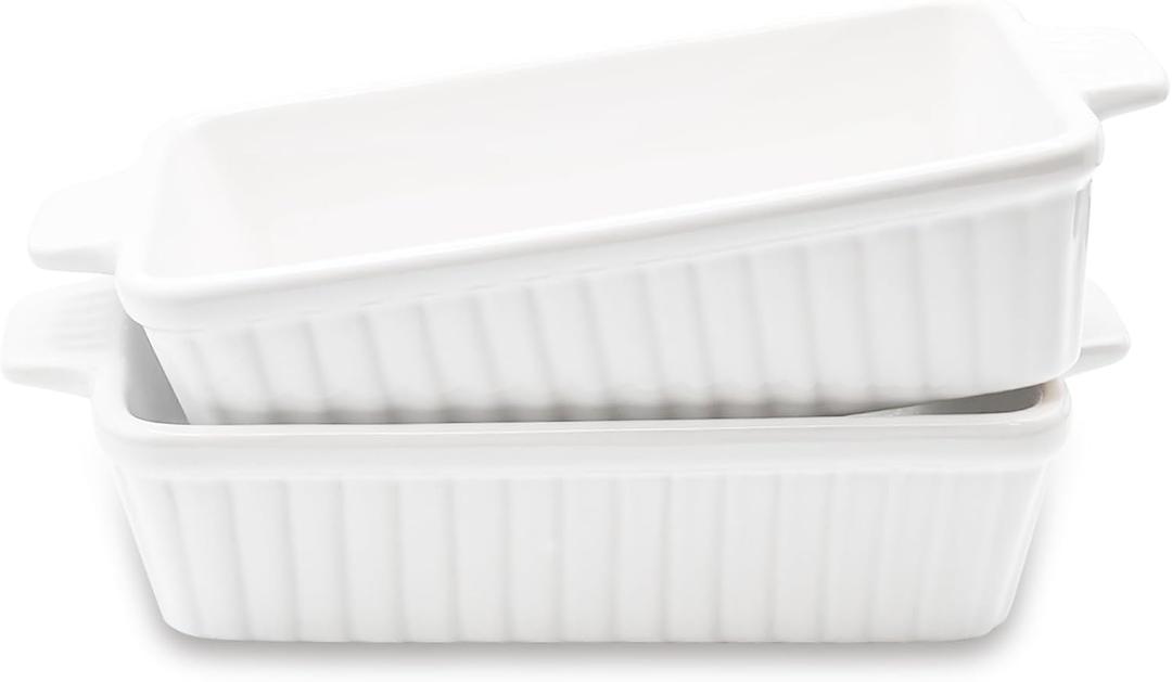WBXZIXN 30 Oz Small Baking Dish, 9x5 inch Casserole Dishes for Oven, Ceramic Baking Dish with Double Handles for Baking, Lasagna, Pie, Durable Microwave Oven Dishwasher Safe White