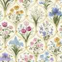 Vintage Moody Colorful Multi Floral Wallpaper Self Adhesive Peel and Stick Bouquets Watercolor Flower Contact Paper Removable Waterproof for Bedroom Living Room Decor Renter friendly 17.71"x 118.1" (QZ-HL00325-1a)