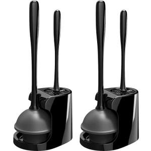 MR.SIGA Toilet Plunger and Bowl Brush Combo for Bathroom Cleaning, Black, 2 Sets