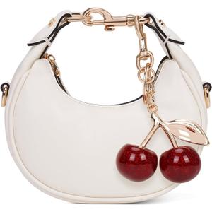 JQWSVE Small Top Handle Bags for Women Rhinestone Mini Purses Ladies Handbags Trendy Crescent Mini Crossbody Purse (A02-white)