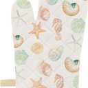 Boston International Cotton Pot Holder & Oven Mitt, Marine Life/Watercolor Wave, 7.5" and 8" x 13"