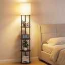 5-Tier Floor Lamp with Shelves, Standing Bookshelf Lamp, 3-Color LED, Corner Display Shelf Floor Lamp, Living Room Decor, Bedroom Decor, Nightstand, Office, Black (63'' H)