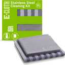 E-Cloth Stainless Steel Microfiber Cleaning Cloth Pack - Glass & Polishing + Stainless Steel Cleaner Cloth for Appliances, Cars & More, Reusable & Washable Microfiber Towels, Cleans with Water