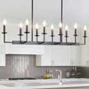 48-Inch Rustic Black Linear Chandelier,Extra Long Candle Chandelier,Black Light Fixture for Dining Room Living Room Kitchen Island, Modern Rectangular Chandelier(10-Light,Bulbs Not Included)