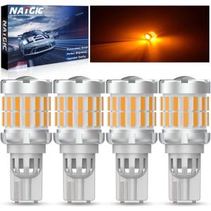 NATGIC 921 W16W Led Bulbs Canbus Error Free for Side Marker Lights,912 T15 Amber Turn Signal Blinker Lights,Yellow 921 Replacement Bulbs for Parking Lights,Outside Ligh,Turn Signal,2000Lm 3000K(4 PCS)