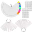 JASSINS 150 Pcs Nail Swatch Sticks with Ring and Number posted, Clear Fan-shaped Nail Art Polish Practice Display Tips Nail Sample Sticks, Nail Practice Color Display Polish Board