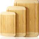 GuanQiao Cutting Boards for Kitchen (3-Piece)-Large Bamboo Cutting Board Non Toxic for Chopping Meat, Vegetables & Fruit, Over the Sink Use