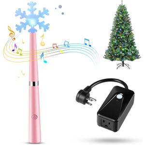 Magic Light Wand, Wireless Remote Control Outlet for Christmas String Lights and Decorations Lights, Remote Magic Wand Switch Kit with Music, Ideas for Kids/Friends/Family (Pink)