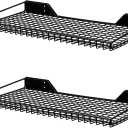 Wallmaster Garage Wall Shelf 2 Pack 23.6"x11.8" Wall Mount Heavy Duty Metal Shelves Mesh Storage Rack for Garage, Office, Basement and Kithcen, max Load 65 lbs (Black)