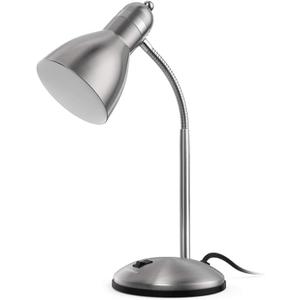 LEPOWER Metal Desk Lamp, Adjustable Goose Neck Table Lamp, Eye-Caring Study Desk Lamps for Bedroom, Study Room and Office (Silver)