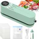 Mini Vacuum Sealer for Food, 3 in 1 Cordless Rechargeable Bag Heat Sealer for Dry/Moist Food Storage (COLOR:Green)