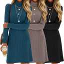 3 Pack Women's Sweater Dress Turtleneck Long Sleeve Ribbed Knit Tunic Mini Bodycon 2026 Fall Casual Trendy Outfits (Medium, Black, Coffee, Peacock Blue)