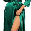 Ekouaer Silk Robes for Women Long Satin Bride Bridesmaid Wedding Party Robes Lightweight Sexy Sleepwear with Pockets S-M