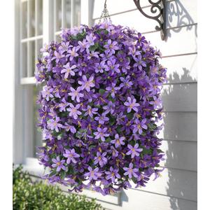 Hoppwodd Artificial Flower for Outdoors 4pcs Fake Lily Hanging Flower Baskets for Outside UV Resistant Silk Faux Long Trailing Vines for Garden Porch Patio, Purple & Light Purple