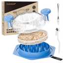 Cleangor Chicken Shredder Tool Twist Large, BPA Free Meat Shredder with Ergonomic Handle, Non-Slip Food Shredder Tool for Pork, Beef, Set of Chicken Breast Shredder with Brush & Fork (1, Lichen Blue)