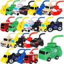 24 Pcs Truck Traffic Vehicle Cups with Straw, 10 oz Plastic Race Transportation Shape Cup Include Fire Truck, Excavator, Police Car, Motorcycle Construction Birthday Party Favor for Kids Car Lovers