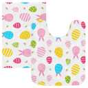 GOODOLD Easter Bunny and Eggs Bathroom Rugs Set 2 Piece Soft Plush Non Slip Bath Mat and Oval Toilet Rug Absorbent Machine Washable Mats for Bathroom Floor