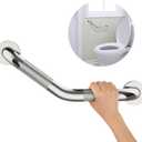 16 Inch Angled Shower Grab Bar Black, Munzong Brushed Nickel Anti Slip Bathroom Grab Bar, Knurled Bathroom Balance Bar,Safety Hand Rail Support Handicap Elderly Injury Senior Assist Bath Handle