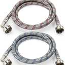UPGRADE4FT Washing Machine Hoses with 90 Degree Elbow Premium Stainless Steel Burst Proof (cost-effective 2 pack) Red and Blue Striped Water Connection Inlet Supply Lines by Cenipar
