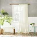 Archaeo 100% Cotton Sheer Curtain, 50" x 96, Cream