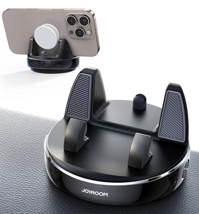 JOYROOM Car Phone Holder Mount, 360° Adjustable & Avoid Sun Glare Phone Holder for Car, Slip Free Spring Snap Design Dashboard Phone Stand, Compatible with Smartphones, GPS Devices, Black