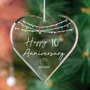 ZUNON 10 Year for Wife 10th Wedding Couple Marriage Husband Ornament Valentines Her Him Years as Mr and Mrs Ideas Hanging Decorations 3" Christmas Ornaments 2025 (10th Anniversary