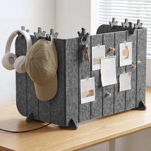 Foldable Felt Desk Privacy Panel 16 x 48 Inches, Acoustic Partition, Noise Reducing Desk Divider, Privacy Table Screen with 4 Bases & 8 Mini Crown Clips for Open Workspace Office Home