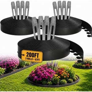 Bonviee 200FT Landscape Edging Kit with 300 Stainless Steel Stakes