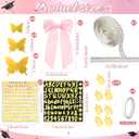 Wavwavw 61 Pcs DIY Graduation Cap Decorations Kit, 2026 Grad Cap Decor Included Bow Paper Flowers 3D Butterfly Pearl Letters Stickers Glitter Construction Paper for DIY Grad Hat Topper(Pink)
