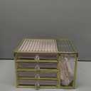 Youdepot Jewelry organizer box-Tempered Glass 5-Drawer jewelry boxes for women, Large Jewelry Boxes & Organizers With Velvet Necklaces Earring Organizer. (pink)