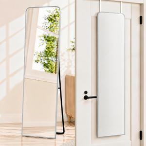 57x16" Full Length Mirror Floor Stand,Over the Door,Wall Mounted Silver