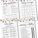 GardenCity Baby Shower Games Set for 25 Guests - 4 Fun Activities, Baby in Bloom/Floral Theme, 50 Double-Sided Cards (Wildflower)
