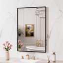 LOAAO Black Bathroom Mirror 24"X32" for Wall, Rectangle Bathroom Vanity Mirror, Hangs Vertically or Horizontally, Easy to Install, Modern Design