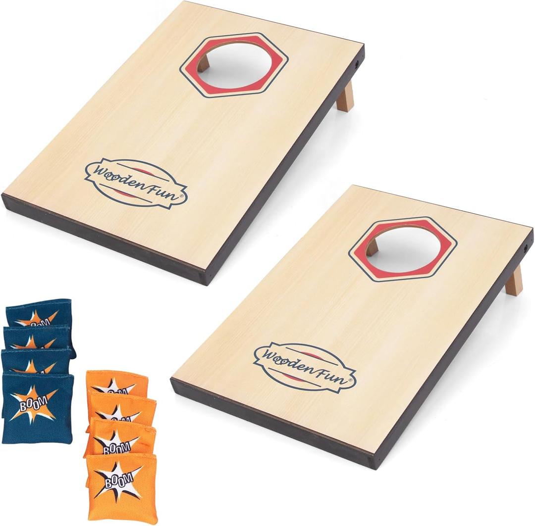 Cornhole Game Set Bean Bag Toss MDF 16"x11"- Built-in Storage, Convenient Carry Handles and 8 Premium Bean Bags, Great for Indoor & Outdoor Play