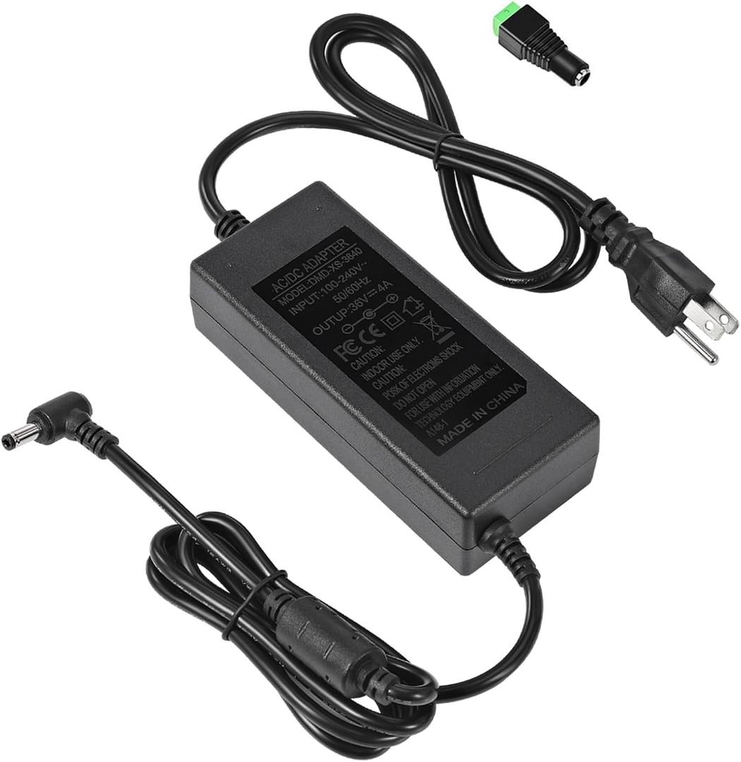 36V 4A Power Supply Adapter 100-240V AC to DC 144W Power Transformer 5.5mm x 2.5mm/2.1mm DC Output Jack 36V Volt AC Power Supply for LED Lights LED Driver CCTV Security System Inkjet Printer