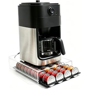 Lovemolly Acrylic Capsule Drawer for Nespresso Vertuo, 40 Pod Coffee Organizer with Thickened Shelf Hold Up to 22 lbs, Countertop Storage Fits Under Coffee Maker, 15"L x 10.7"W x 2.9"H