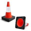 Heavy Duty Safety Cones 18in High Vis Reflective Stripe, Non-Slip Weighted Rubber Base, Portable Road Marker Cones for Parking, Driveway, Road & School Safety 4Pack