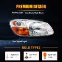 Left Headlight for 2007 2008 2009 Ki-a Spectra, Driver Side Halogen Headlamp with Bulbs Clear Lens Black Housing Amber Reflector, 1 PC, Replace# 921012F530