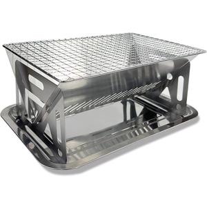 Mini Portable Charcoal Grill, Stainless Steel Small Folding BBQ One Person Tabletop Grill for Garden Bars Outdoor Camping