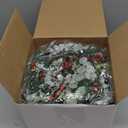 12 Pcs 8" Mini Christmas Wreaths for Kitchen Cabinet Small Christmas Candle Rings Wreaths, Front Door Pillars/Home Table Centerpieces Hanging Garlands, for Windows/Wedding Decor (No Red Ribbon)