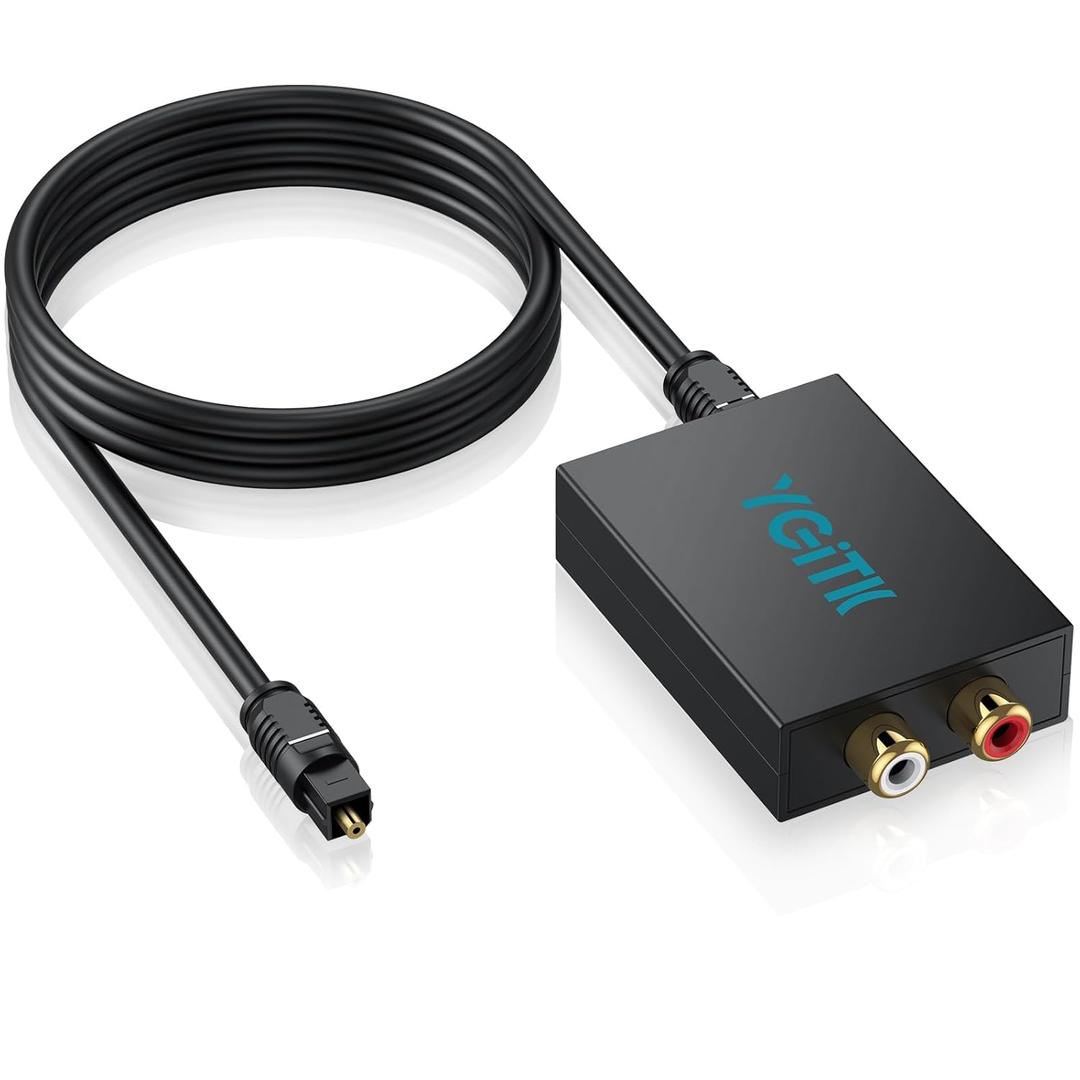 192kHz DAC Digital to Analog Audio Converter with Digital Audio Optical Cable,SPDIF Toslink Optical to RCA Converter for HDTV, DVD, Blu-Ray Players and Game Consoles