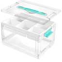 Vtopmart 24 QT Clear Plastic Craft Organizers and Storage Box with Removable Trays and Dividers,Art Supply Organizers and Storage,Ideal Containers for coloring Books,Craft Supplies,1 Pack