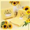 2 Pcs Sunflower Hand Towels for Bathroom Yellow Floral Decorative Bathroom Towels Embroidered 100% Cotton Spring Summer Bath Towel 13.4x29 Inch for Home Kitchen Dcor (Yellow, Sunflower)