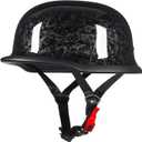 Half Motorcycle Helmets, German Style Open Face Retro Helmet Adult DOT Approved, Model-308 (Black)