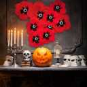 24 Set Halloween Decoration 6-12 Inch Large Poppy Flowers with Horror Props Artificial Crepe Paper Flowers Scary Props for Halloween Indoor Outdoor Wall Table Parties Backdrop Decor(Red)