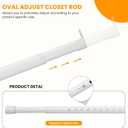 Oval Closet Rod for Hanging Clothes 18 to 40 Inch Adjustable Closet Rods 1 inch Diameter With End Supports White Poles Bar Closet Rod Expandable for Wardrobes