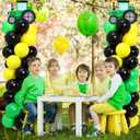 Sosation 2 Set Tractor Balloon Column Stand Kit Green Yellow Black Balloon Tower with 2 Large Tractor Cards 105 Latex Balloons with Adjustable Stands for Farm Birthday Party Decorations