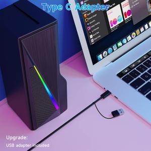 Computer Speakers for Desktop, Bluetooth & USB Input, USB Powered Gaming Stereo Speakers for PC Laptop Monitor, 6 Colorful RGB Modes, Detachable 2in1 Design (Package Only 2 Speaker)
